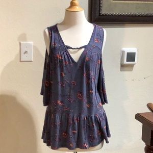 Maurices floral print blue shirt